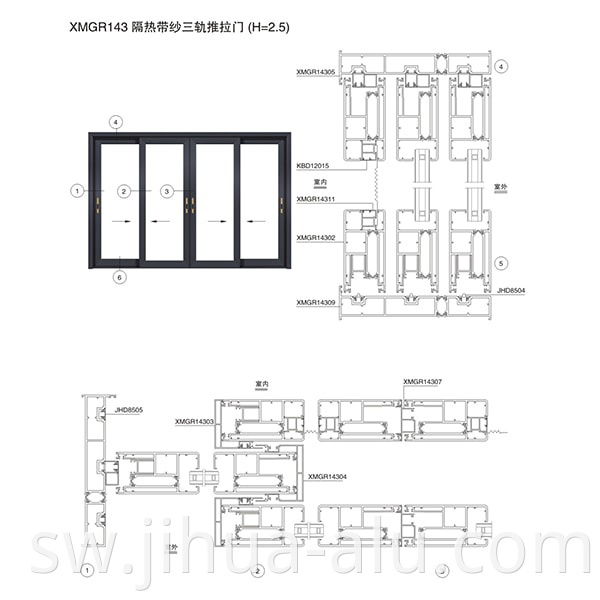 Aluminum XMGR143-220 Insulated Upgrade Push Door Assembly Structure